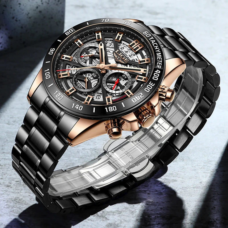 Montre LIGE Homme Sport Luxe Chronographe