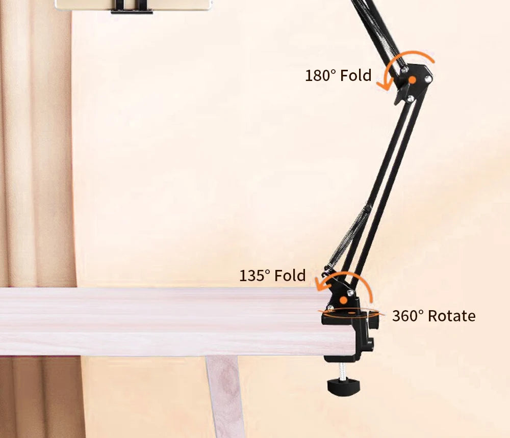 Support tablette pour lit avec bras métal 90cm et rotation 360°