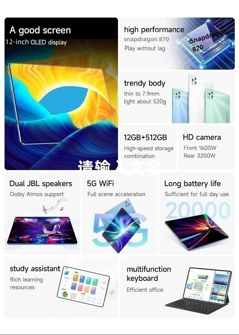 Tablette Android 13 - 12 Pouces