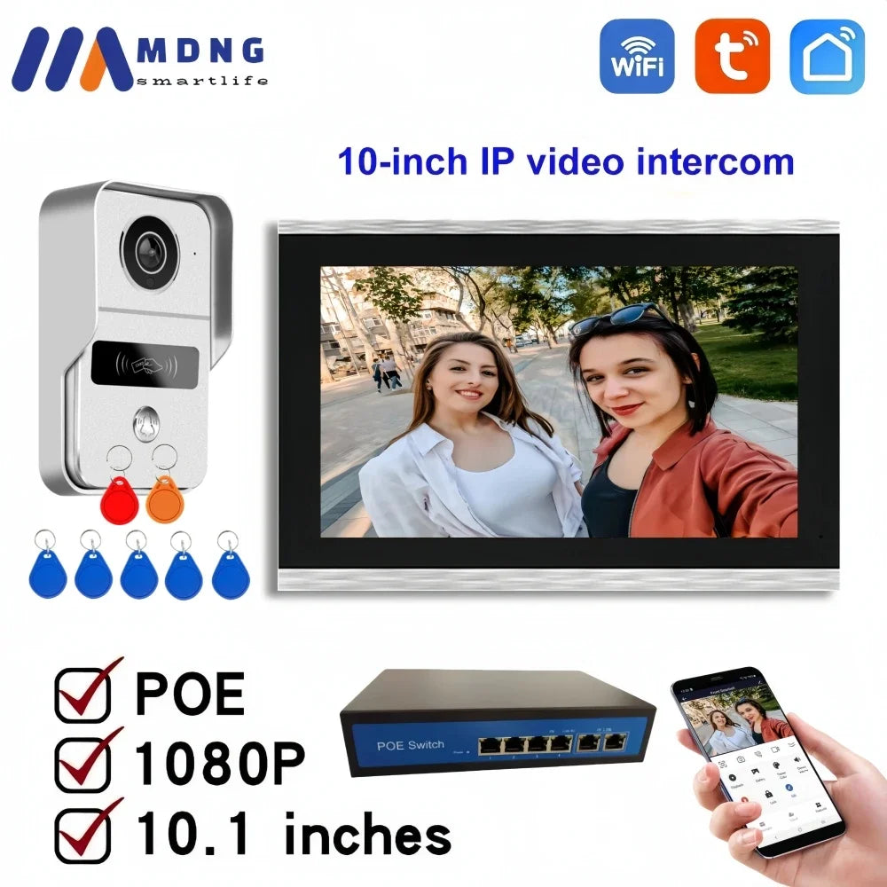 Interphone Vidéo TUYA 1080P 10 Pouces WiFi POE