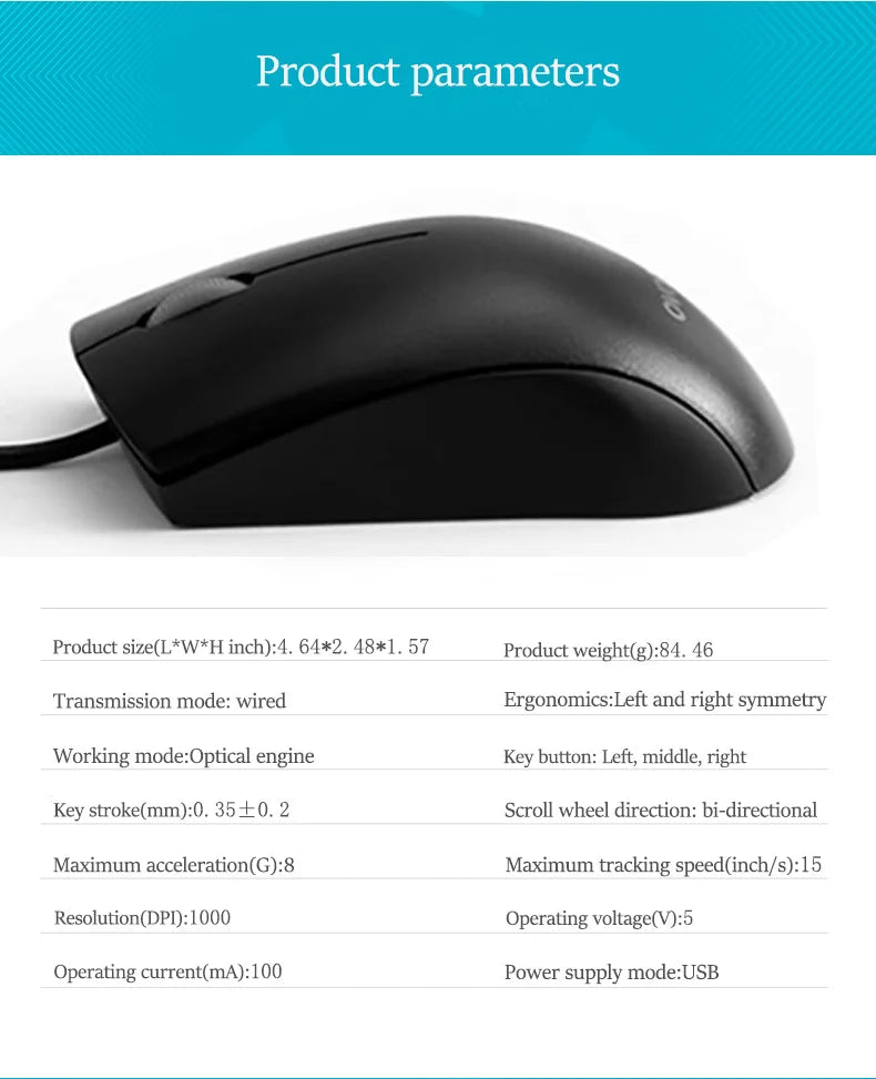 Lenovo LECOO USB Corded Mouse - Ergonomic Design