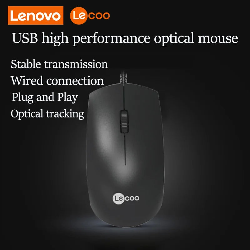 Lenovo LECOO USB Corded Mouse - Ergonomic Design