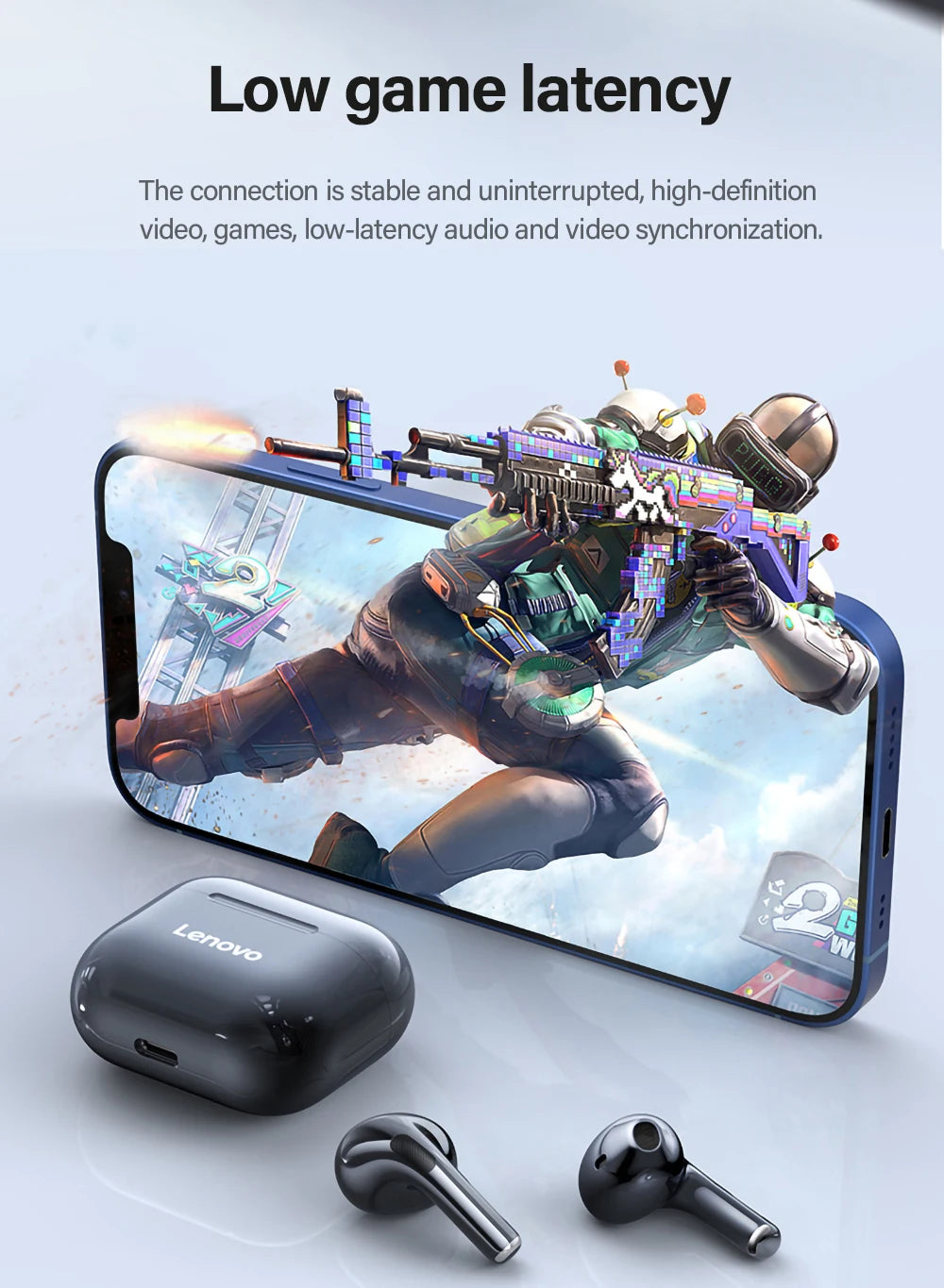 Écouteurs Lenovo LP40 Bluetooth 5.0 - Son Hi-Fi Immersif, Contrôle Tactile, Autonomie Prolongée (Original)