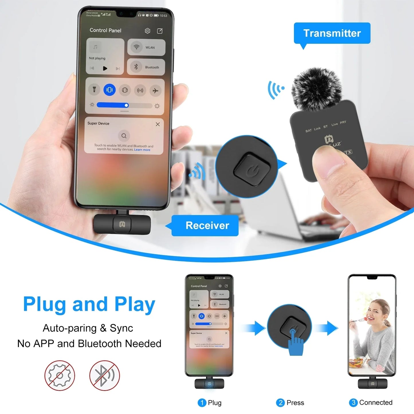 PULUZ Wireless Lavalier Microphone