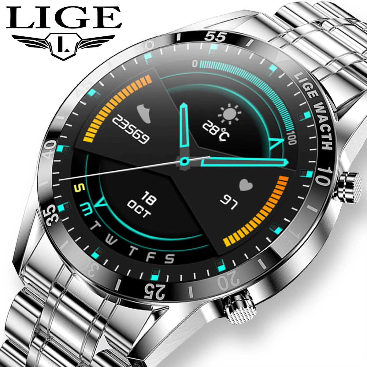 Montre Connectée Homme LIGE - Écran HD