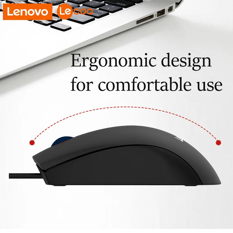 Lenovo LECOO USB Corded Mouse - Ergonomic Design