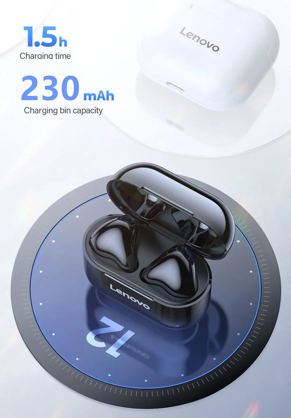 Écouteurs Lenovo LP40 Bluetooth 5.0 - Son Hi-Fi Immersif, Contrôle Tactile, Autonomie Prolongée (Original)