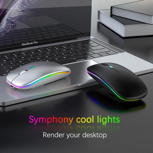 RGB Wireless Bluetooth Mouse – Rechargeable, LED Backlight, Ergonomic, 3600DPI for PC and Laptop