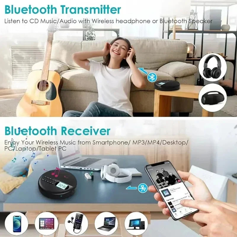 Lecteur CD Portable Bluetooth 5.0