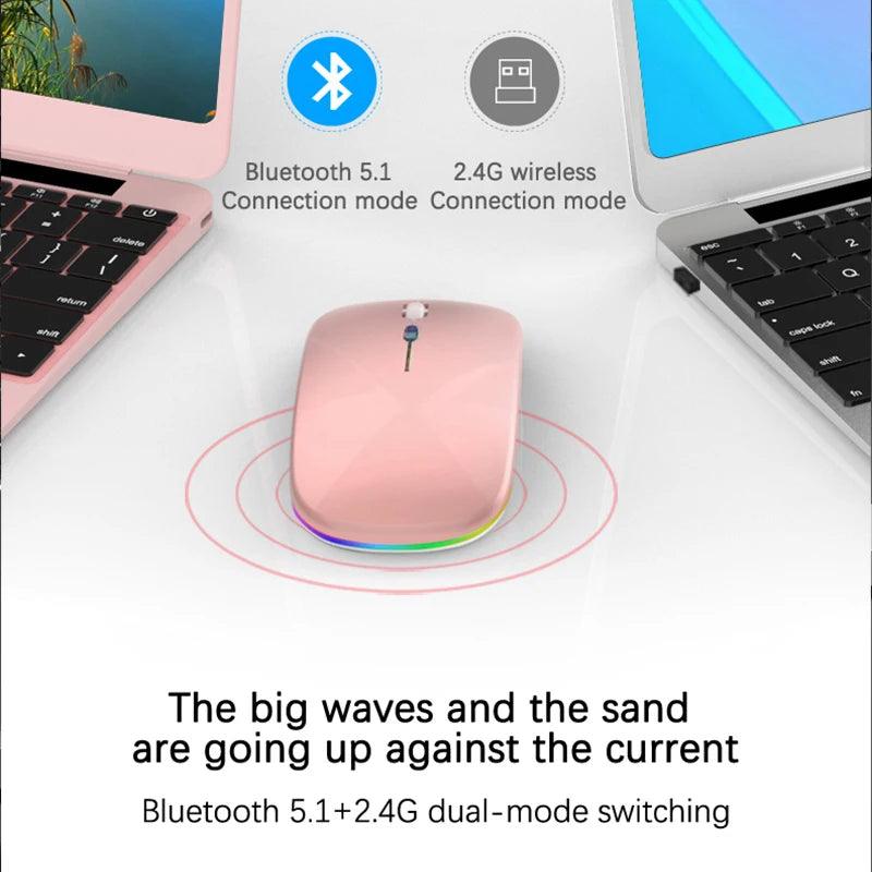 RGB Wireless Bluetooth Mouse – Rechargeable, LED Backlight, Ergonomic, 3600DPI for PC and Laptop