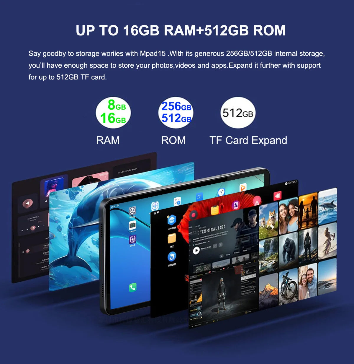 Tablette Android 14 Pouces Grand Écran 16GB RAM 512GB | SARAOU