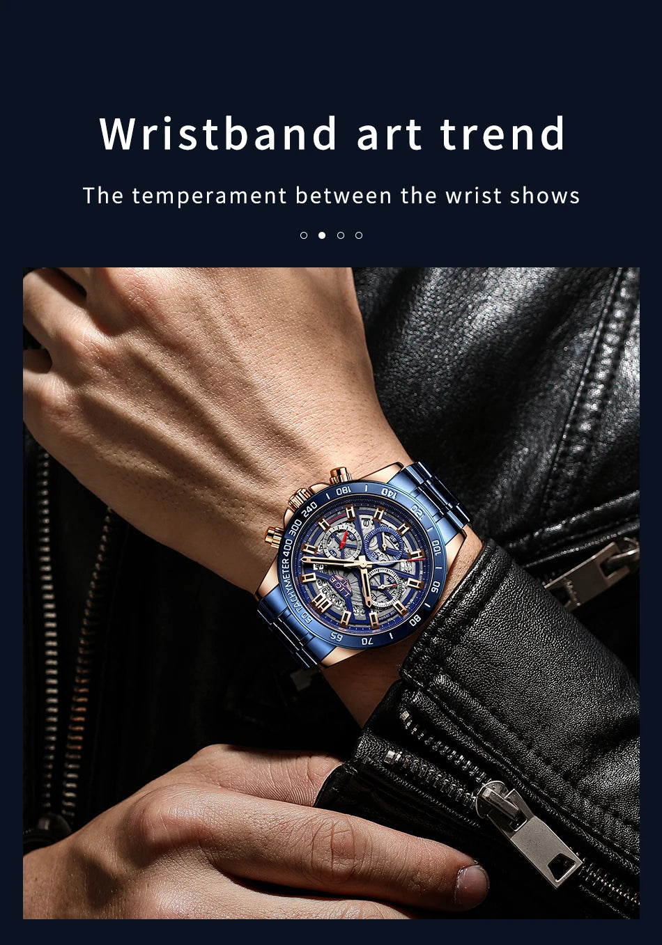 Montre LIGE Homme Sport Luxe Chronographe