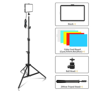 8 Inch Video Panel Light Camera Photo LED Optional with Power Adapter hotography Lighting For Live Stream Photo Studio Fill Lamp - SARAOU