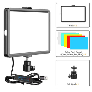 8 Inch Video Panel Light Camera Photo LED Optional with Power Adapter hotography Lighting For Live Stream Photo Studio Fill Lamp - SARAOU