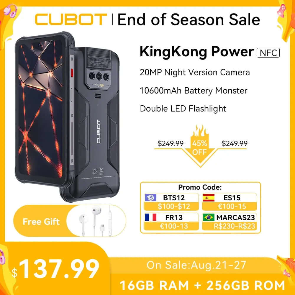 Cubot KingKong Power, Waterproof Rugged Smartphone Android 13, 8GB+256GB, 10600mAh, 33W Fast Charge, NFC, 6.5" FHD+,Global Phone SARAOU