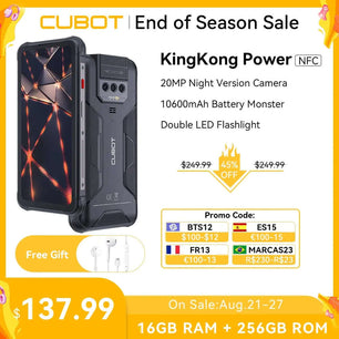 Cubot KingKong Power, Waterproof Rugged Smartphone Android 13, 8GB+256GB, 10600mAh, 33W Fast Charge, NFC, 6.5