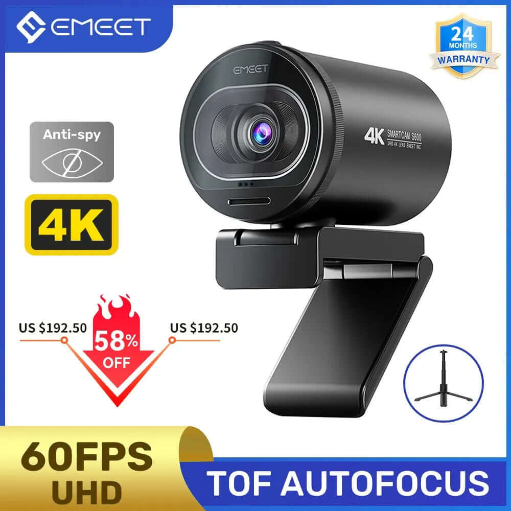 4K Webcam 1080P 60FPS Autofocus Streaming Web Camera EMEET S600 Living Stream Camera With Mics&Privacy Cover for Tiktok/YouTube SARAOU