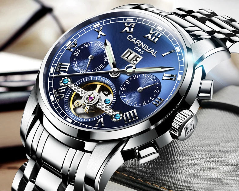 Men's CARNIVAL Tourbillon Automatic Watch - Sapphire Waterproof Luminous