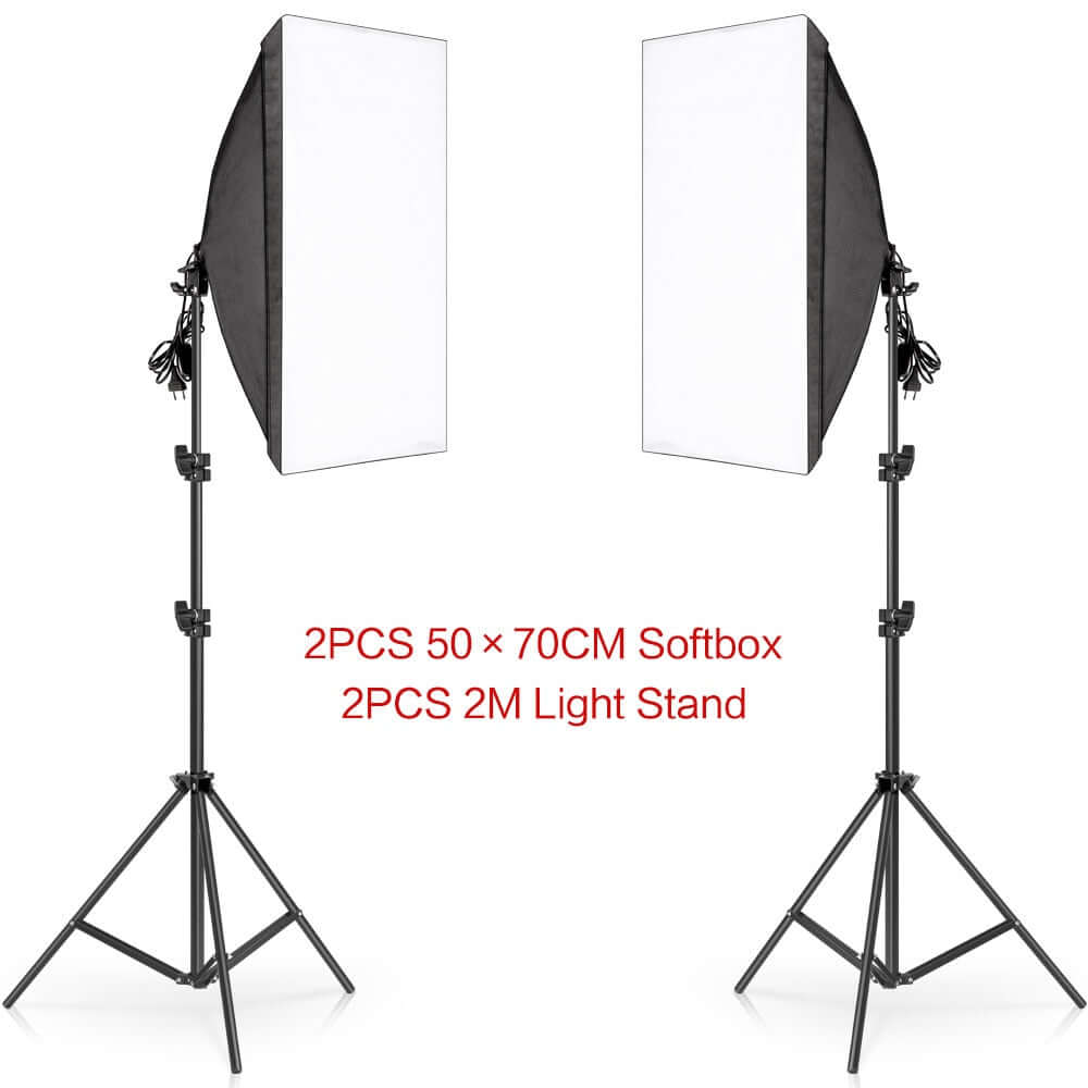 Photography 50x70CM Softbox Lighting Kits Professional Light System With E27 Photographic Bulbs Photo Studio Equipment SARAOU