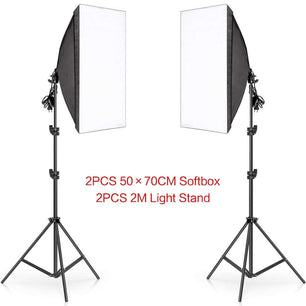 Photography 50x70CM Softbox Lighting Kits Professional Light System With E27 Photographic Bulbs Photo Studio Equipment SARAOU