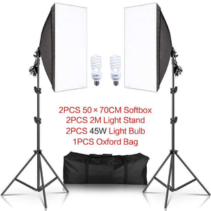 Photography 50x70CM Softbox Lighting Kits Professional Light System With E27 Photographic Bulbs Photo Studio Equipment SARAOU