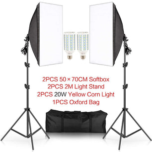 Photography 50x70CM Softbox Lighting Kits Professional Light System With E27 Photographic Bulbs Photo Studio Equipment SARAOU