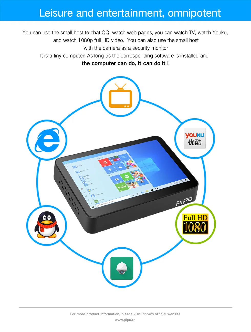 Mini PC Pipo X2S 8'' Écran Tactile