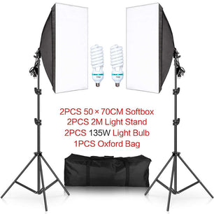 Photography 50x70CM Softbox Lighting Kits Professional Light System With E27 Photographic Bulbs Photo Studio Equipment SARAOU