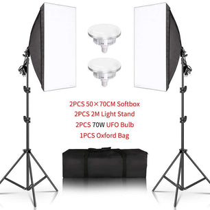 Photography 50x70CM Softbox Lighting Kits Professional Light System With E27 Photographic Bulbs Photo Studio Equipment SARAOU