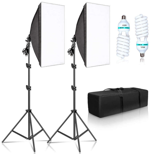 Photography 50x70CM Softbox Lighting Kits Professional Light System With E27 Photographic Bulbs Photo Studio Equipment SARAOU