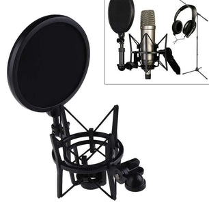 Microphone Mic Professional Shock Mount Holder with Shield Filter Screen Universal Mic Bracket  for 21mm Diameter Condenser Mic - SARAOU