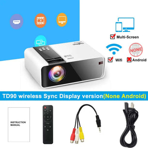 Mini Projector TD90 Native 1280 x 720P LED WiFi Projector SARAOU