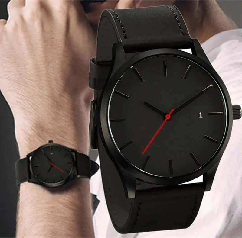 Simple Men Quartz Watch Relogio Masculino Military Sport Wristwatch Leather Strap Mens Reloj Complete Calendar Watches Hom Saati SARAOU