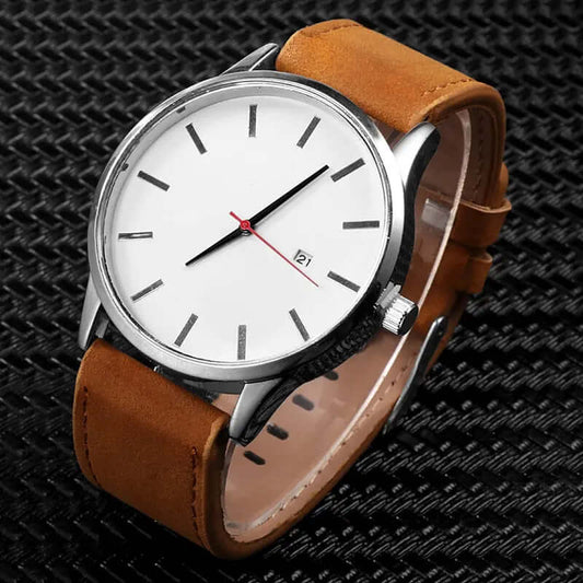 Simple Men Quartz Watch Relogio Masculino Military Sport Wristwatch Leather Strap Mens Reloj Complete Calendar Watches Hom Saati SARAOU