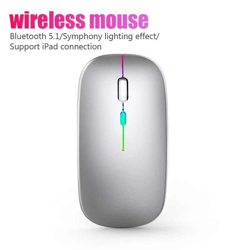 RGB Wireless Bluetooth Mouse – Rechargeable, LED Backlight, Ergonomic, 3600DPI for PC and Laptop