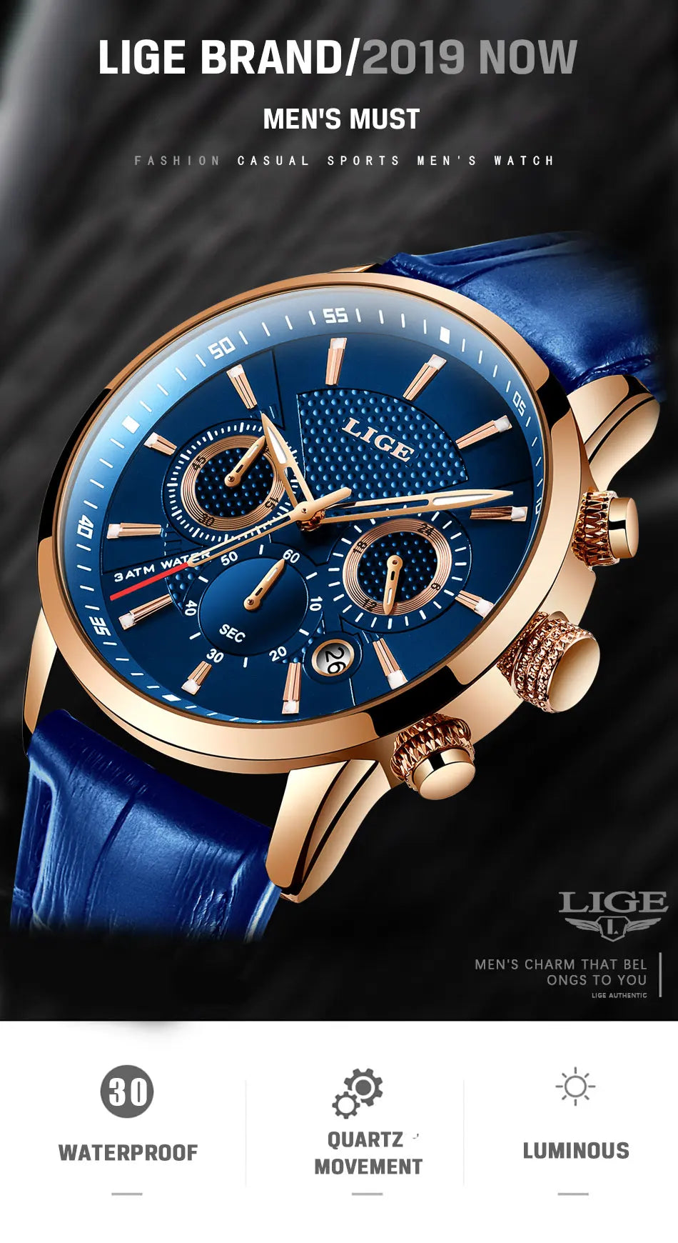 Montre Homme Luxe LIGE