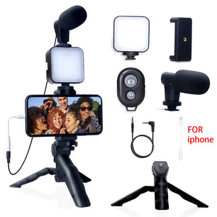 Smartphone Vlogging Kit for iPhone Android with Tripod Mini Microphone Starter Vlog kit for TikTok Live Stream Video YouTube