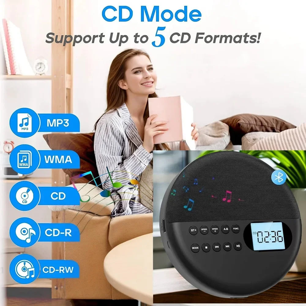 Lecteur CD Portable Bluetooth 5.0