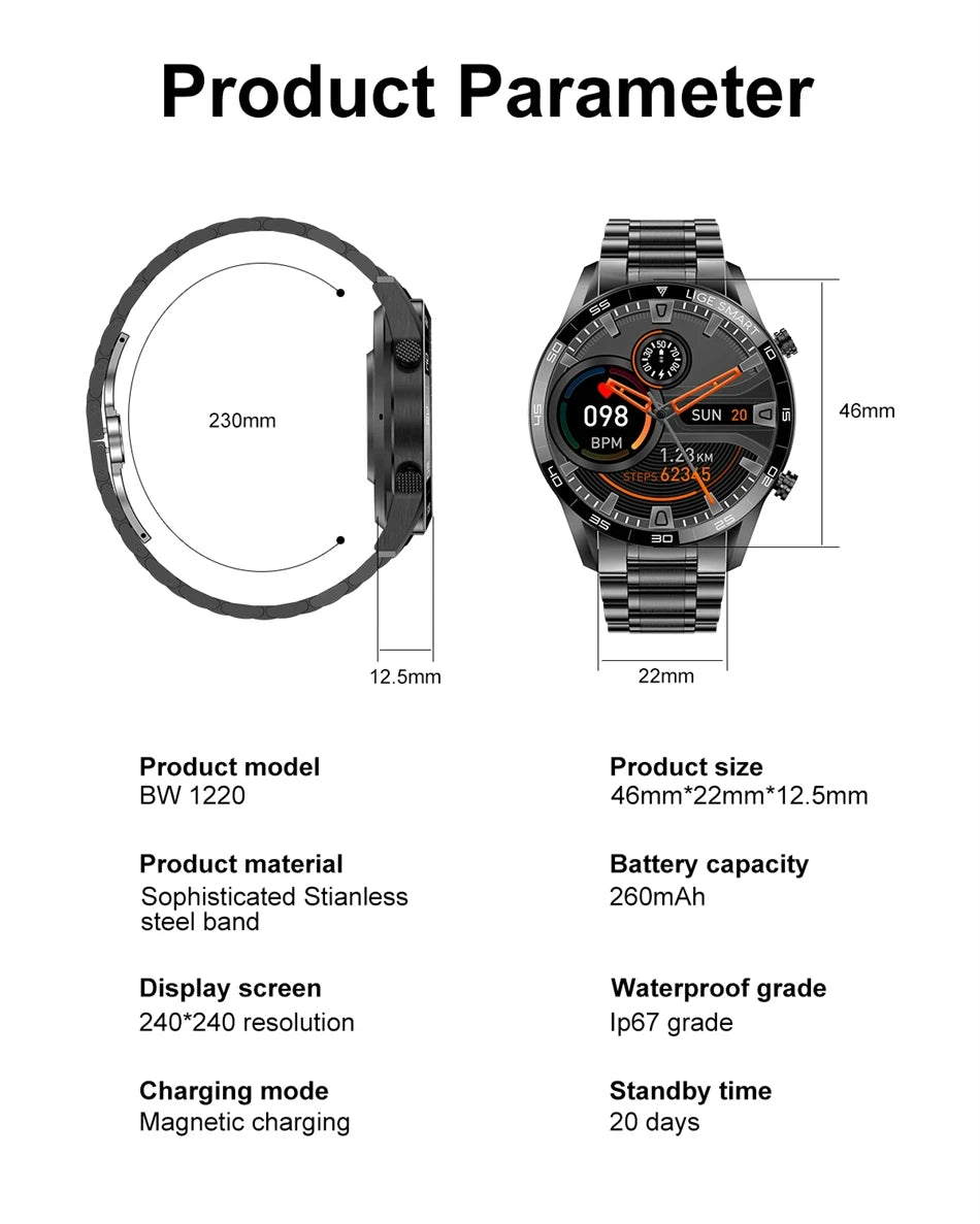 Montre Connectée Homme LIGE - Écran HD