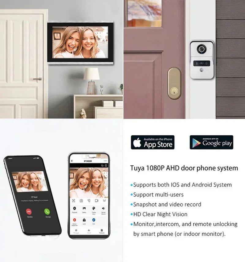 Interphone Vidéo TUYA 1080P 10 Pouces WiFi POE