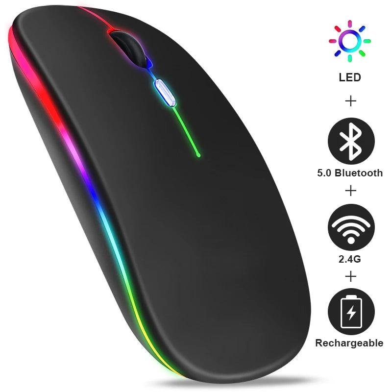 RGB Wireless Bluetooth Mouse – Rechargeable, LED Backlight, Ergonomic, 3600DPI for PC and Laptop