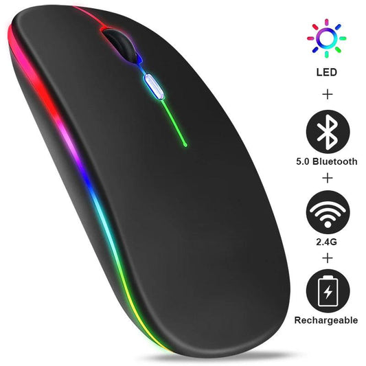 RGB Wireless Bluetooth Mouse – Rechargeable, LED Backlight, Ergonomic, 3600DPI for PC and Laptop