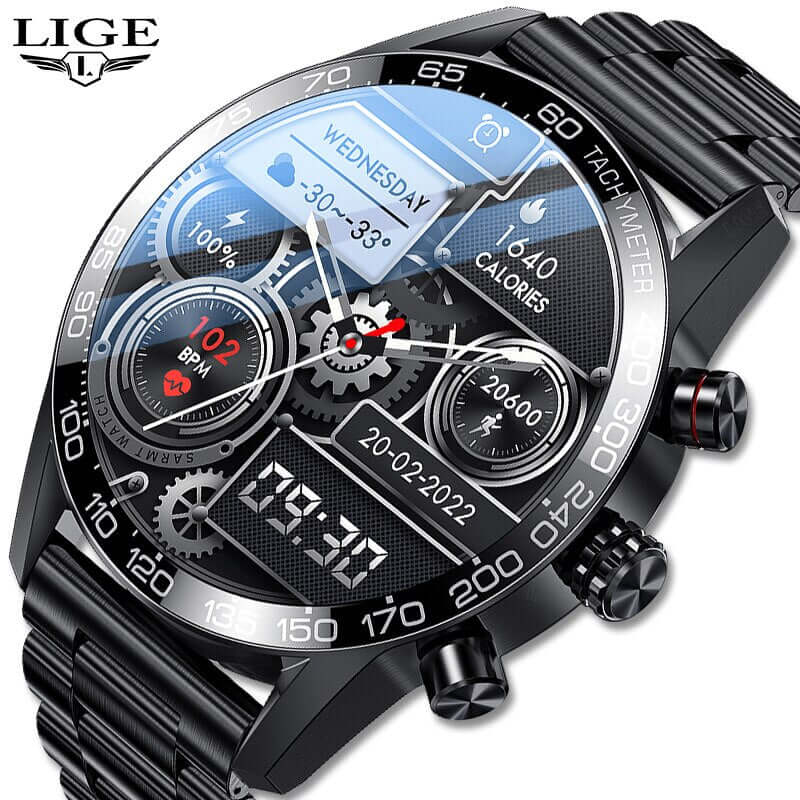 2023 LIGE Smart Watches For Men Smart Watch Bluetooth Call Smartwatch Fashion Business Clock New Smartband Man Fitness Tracker SARAOU