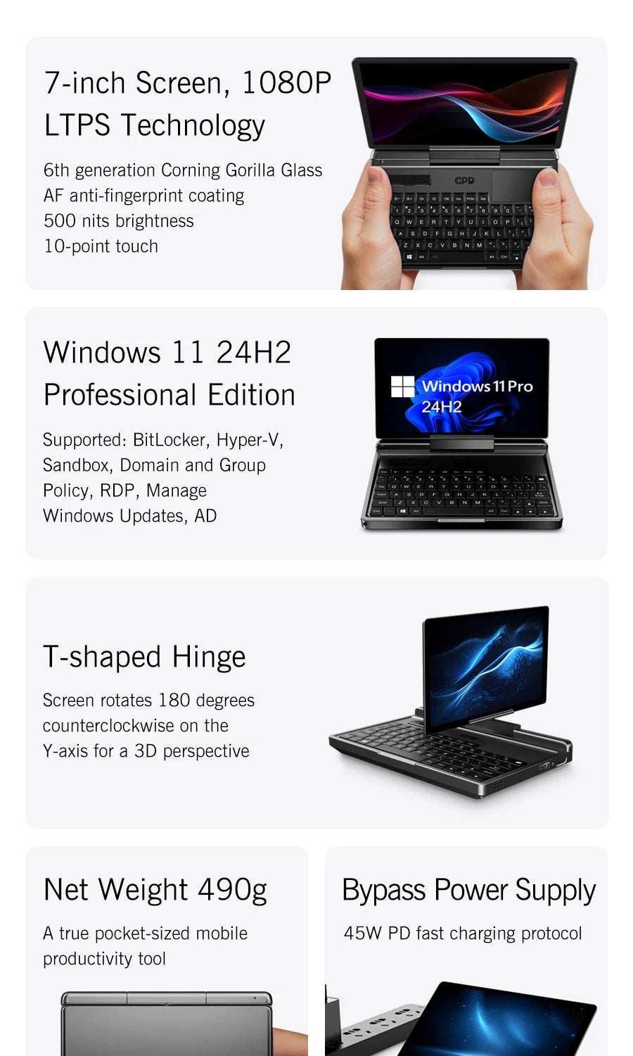 GPD Micro PC 2 Mini Ordinateur Portable Intel N250