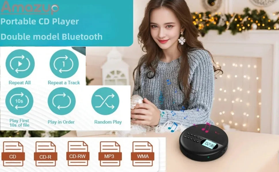 Lecteur CD Portable Bluetooth 5.0