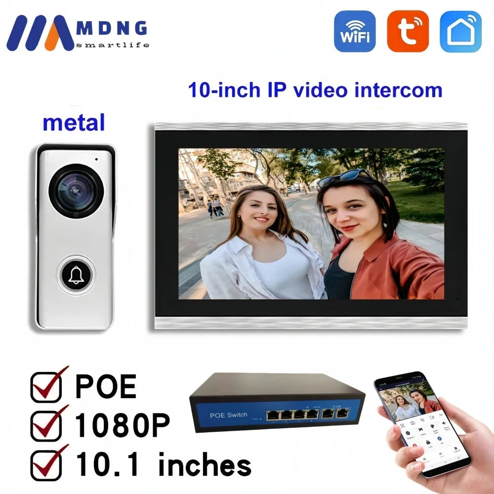 Interphone Vidéo TUYA 1080P 10 Pouces WiFi POE