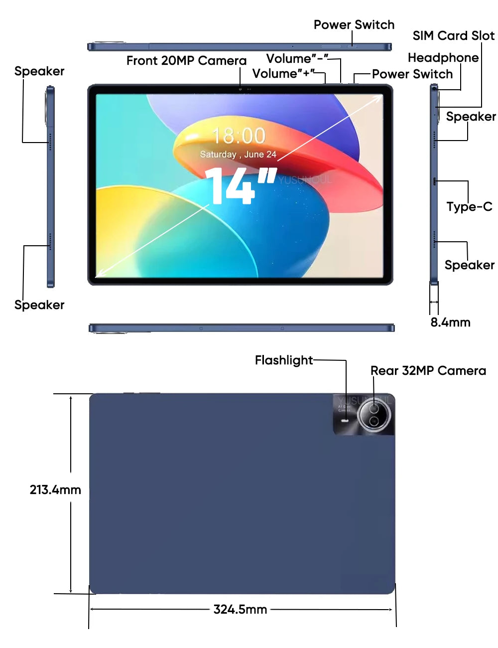 Tablette Android 14 Pouces 16+512GB