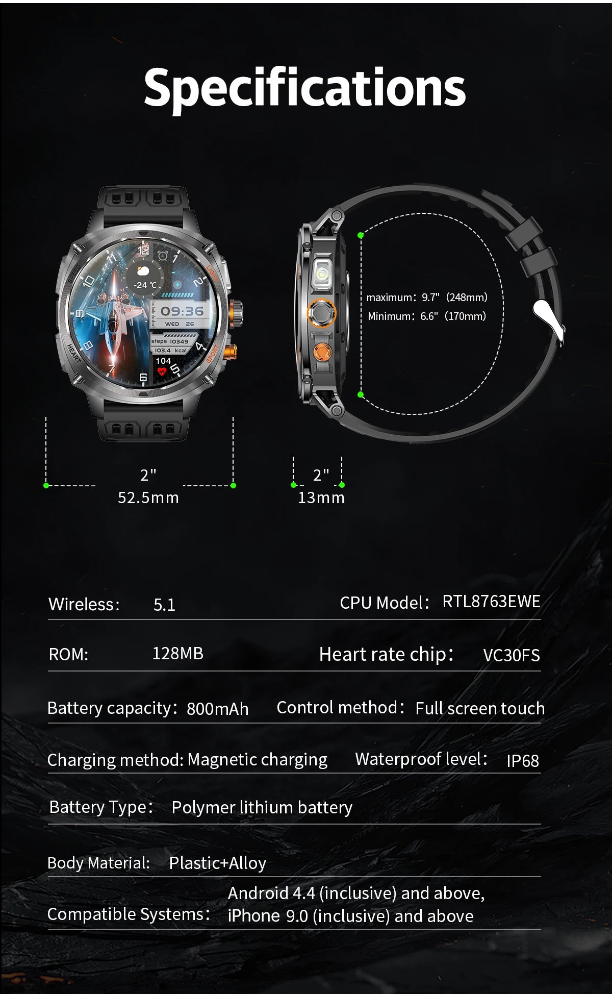 LIGE Montre Connectée Homme