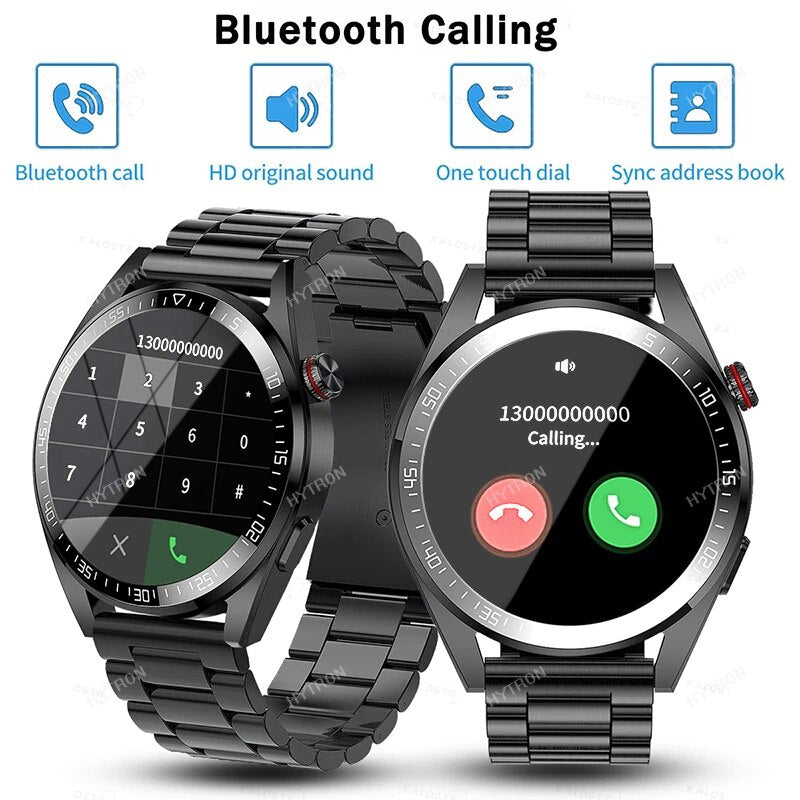 New Smart Watch Mens 4G Memory Local Music Player 466*466 AMOLED Screen Bluetooth Call Sports Man Smartwatch For Samsung Huawei SARAOU