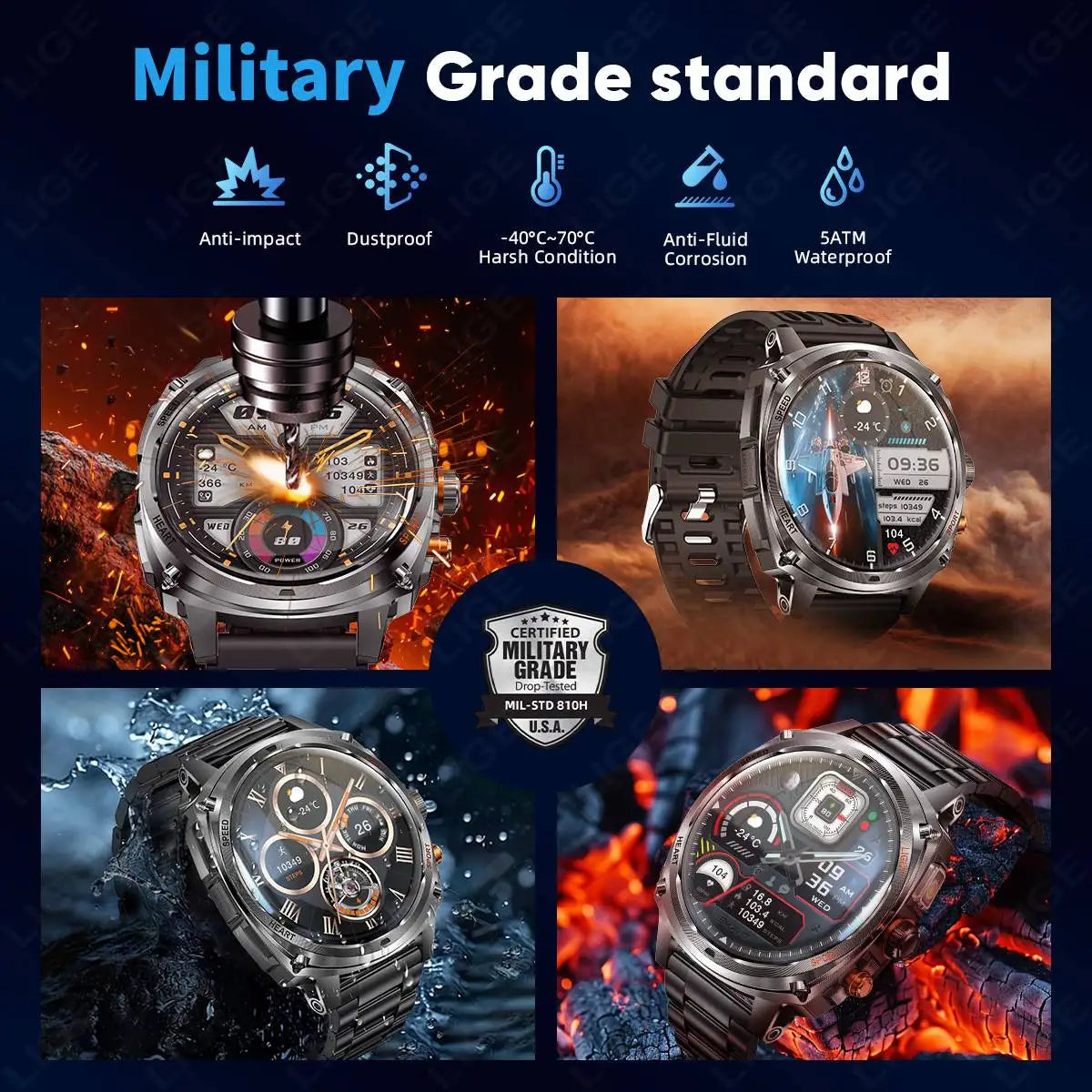 LIGE Montre Connectée Homme
